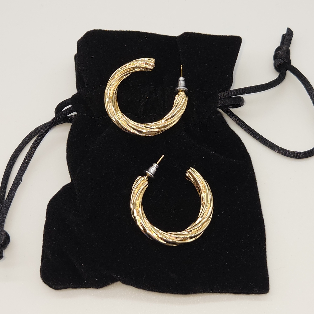PrettyLittleThing Real Gold Plated Twisted Hoop Earrings